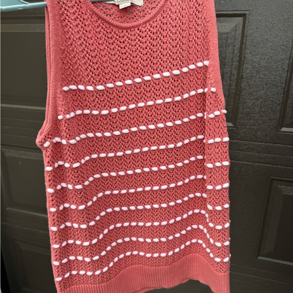 LOFT Pink Ribbed Cropped Tank Top - Picture 2 of 3